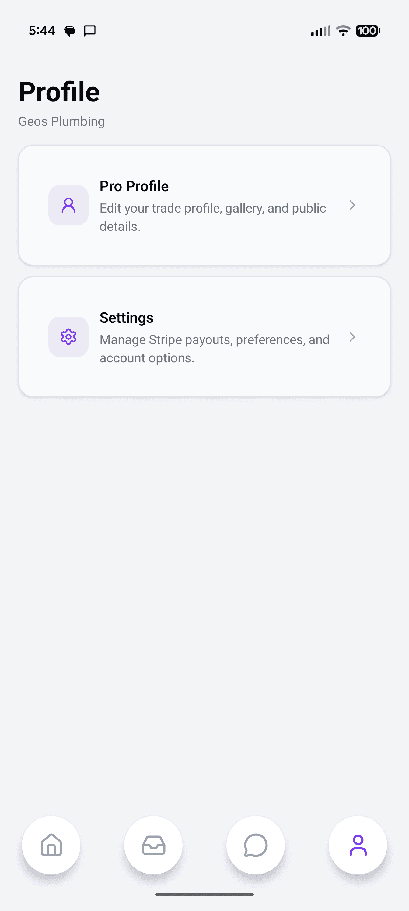 Corely Pro profile screen